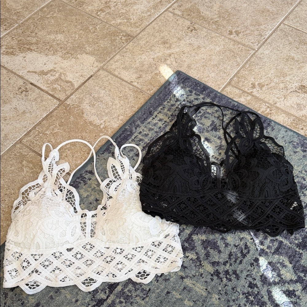 Lace Bralette Set - Black & White